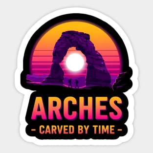 Arches National Park - vintage, retro sunset, camping trip, best for women, men, kids, mom, dad, birthday for hikers, christmas, unique gift idea, travel lovers, map, utah, hiking, visitors, souvenir, Sticker